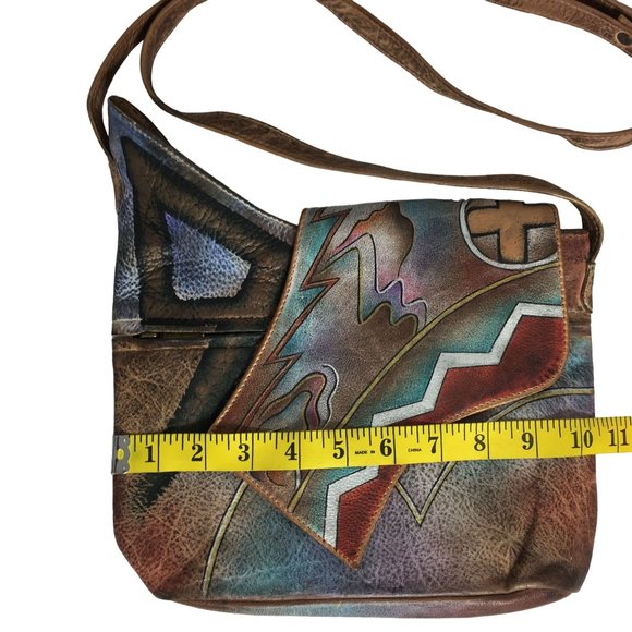 Anuschka NEVER USED Handpaint Leather Asymmetric Cross Body Abstract - Picture 5 of 12
